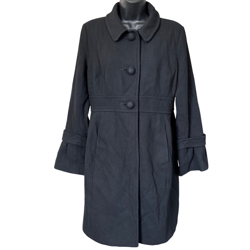 A Pea in the Pod Maternity Pea Coat Sz S Black Wool Blend Classic Chic Winter